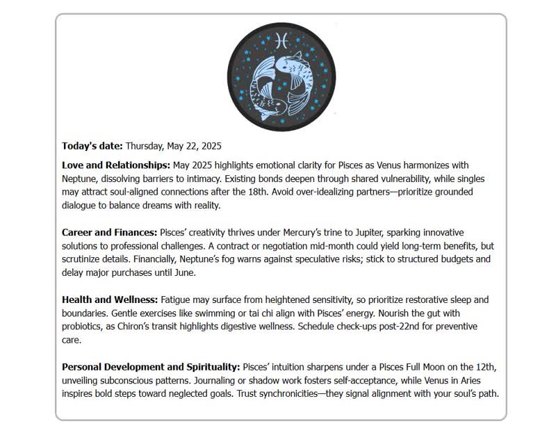 Daily Horoscope Example